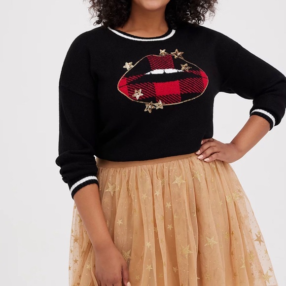 SET: Torrid Stars Lips Pullover Sweater/Stars Tulle Skater Mini Skirt 1X - Picture 2 of 14